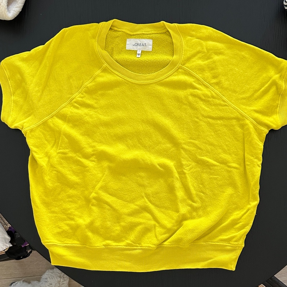 Ganni Radiant Yellow short sleeve sweatshirt top